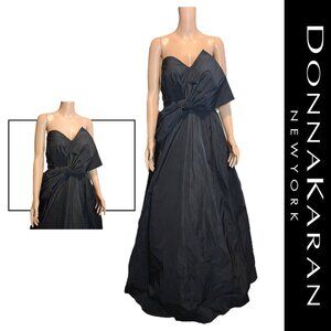 Donna Karan TAFFETA BALL GOWN WITH BOW NWT Black Size 16